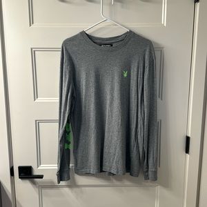 Mens Playboy Long Sleeve T-Shirt, Size Medium, Heather Grey